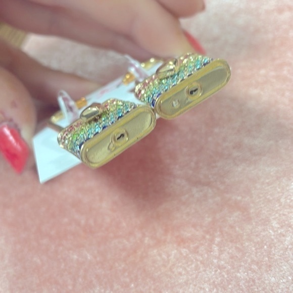 Brand New Betsey Johnson All You Need is Love Locket Crystal Rainbow Earrings - Picture 11 of 14